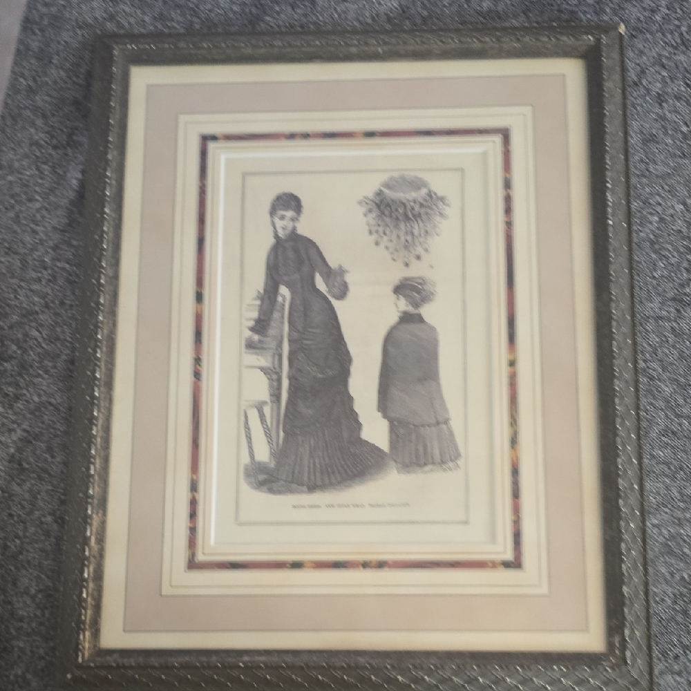 Victorian Fashion Illustration Framed Art – Custom Framed Dress Print 4/6